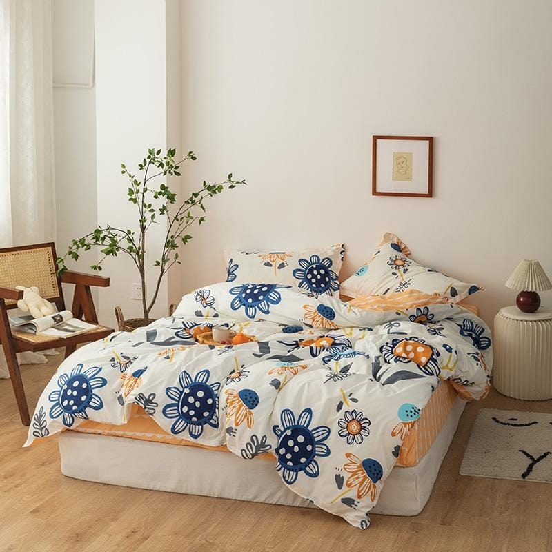 Housse de Couette Petites Fleurs Bleues