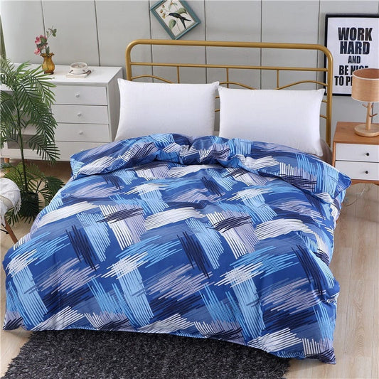 Housse de Couette Rayée Bleu et Blanc