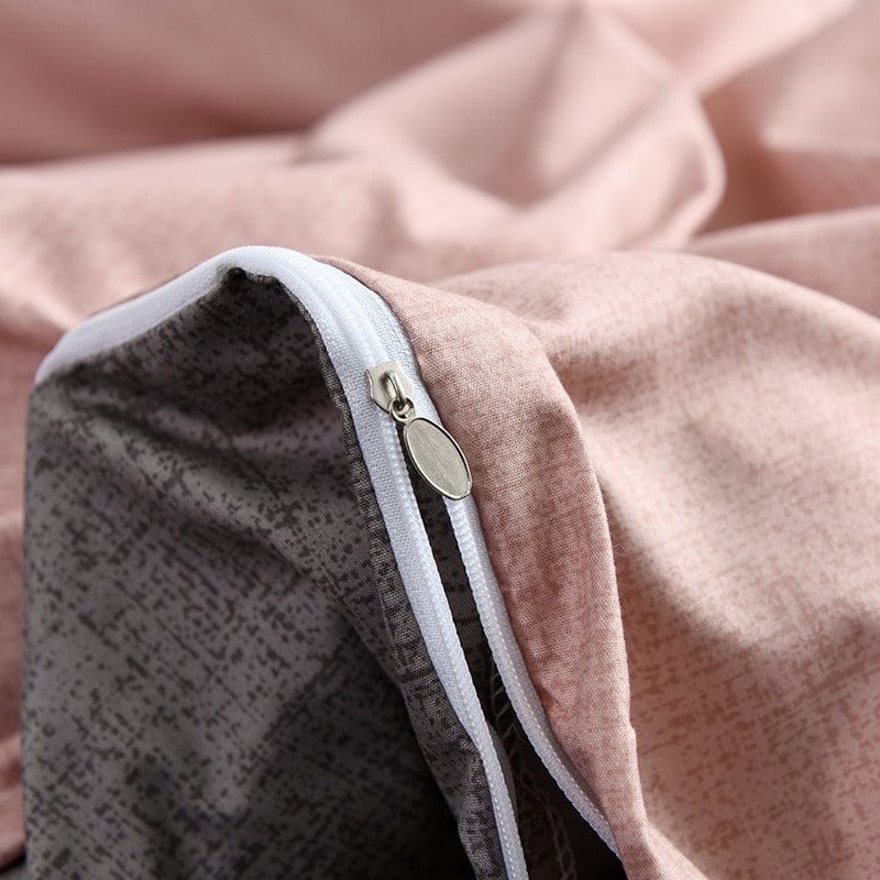Housse de Couette Rose et Gris