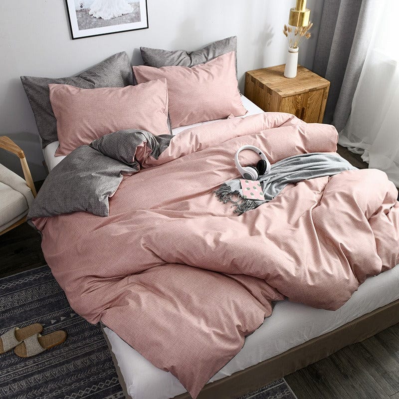 Housse de Couette Rose et Gris