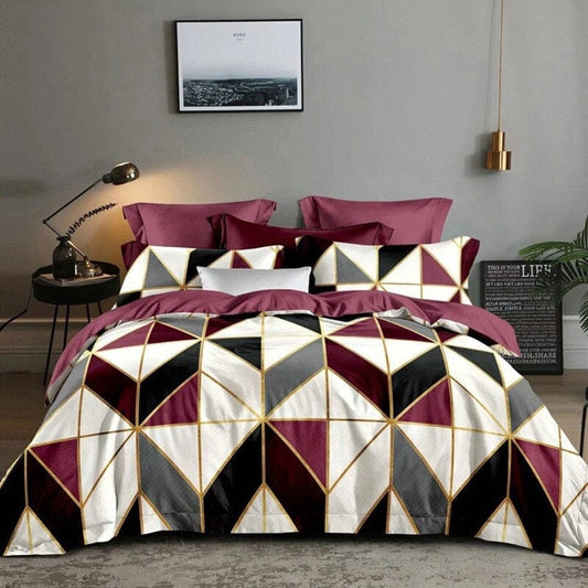 Housse de Couette Rouge et Gris