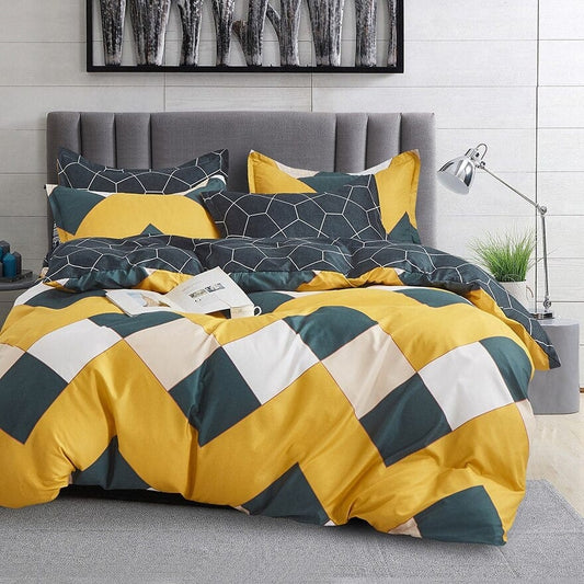 Housse de Couette Scandinave Bleu et Jaune