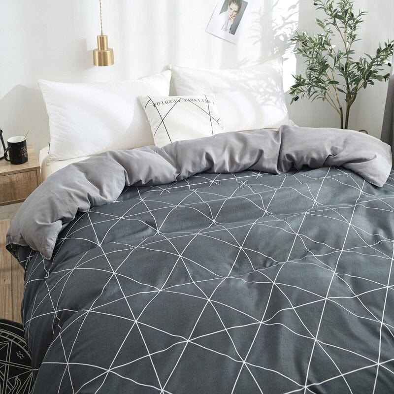 Housse de Couette Triangle Gris