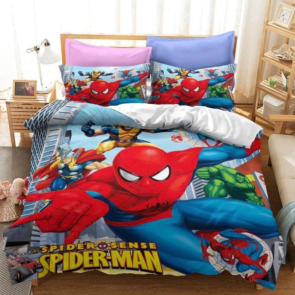 Parure de lit Spiderman pour enfants avec couette réversible lit double  dans un sac 4 pièces pour enfants 
