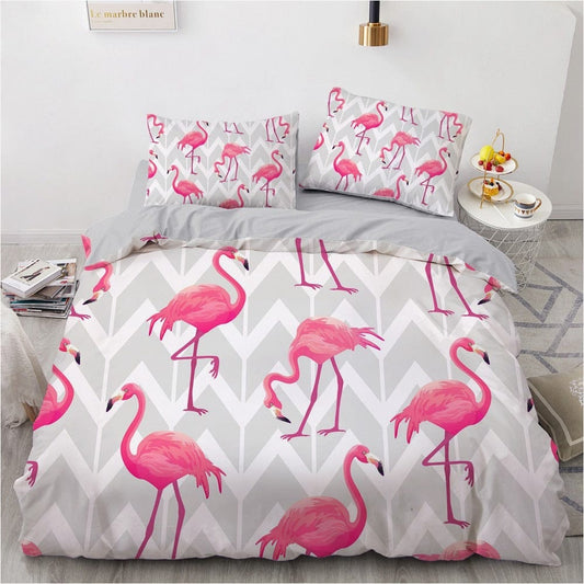 Parure Housse de Couette Flamant Rose